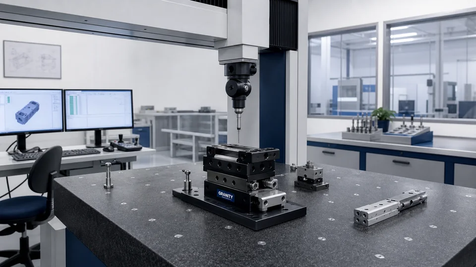 Inspection laboratory reviewing product geometry and interfaces